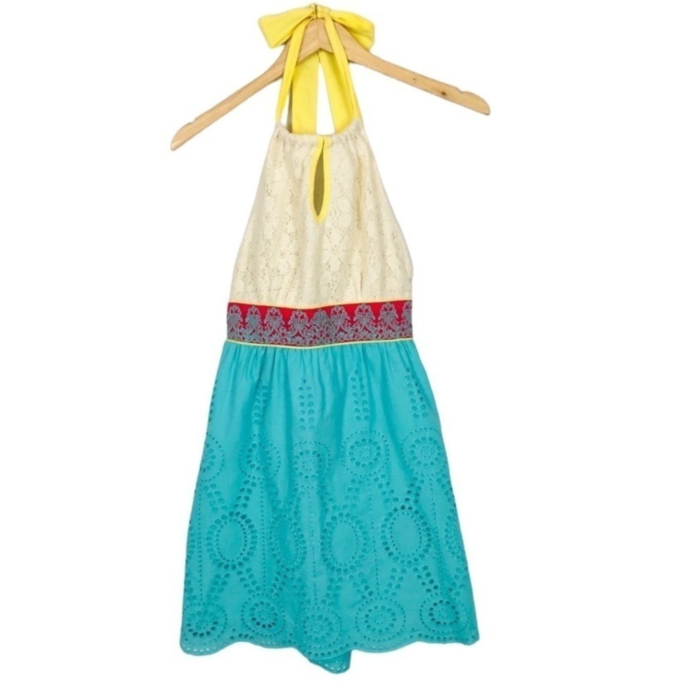 FLYING TOMATO Embroidered Halter Mini Dress